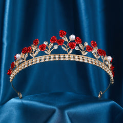 Crystal Rose Flower Headband Bridal Crown