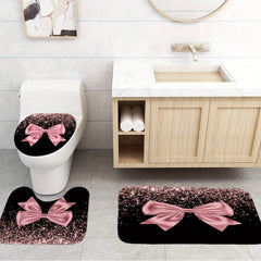 Pink Glitter Drip Shower Curtain Set