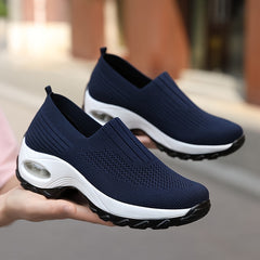 Breathable Textured Knit Slip On Sneakers with Air Cushion