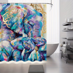 Colorful Elephant Shower Curtain Water resistant Polyester Bathroom Decor
