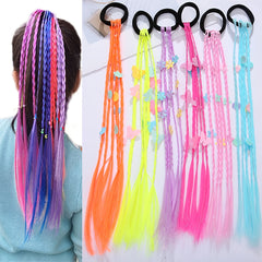 6pcs Colorful Braided Wigs Hair Ties With Decorations