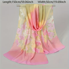 Boho Floral Printed Chiffon Scarf Silky Shawl