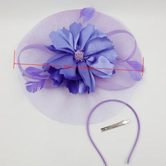 Women's Yellow Organza Veil Floral Accent Headwear