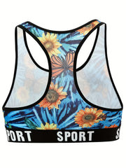 Women's Plus Size Tie Dye Sunflower Butterfly Print Tank Bra