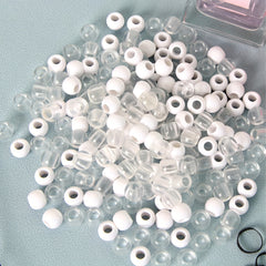 100Pcs Ponytail Beads, 5Pcs Quick Beader for Hair Braids, 500 Mini Rubber Bands
