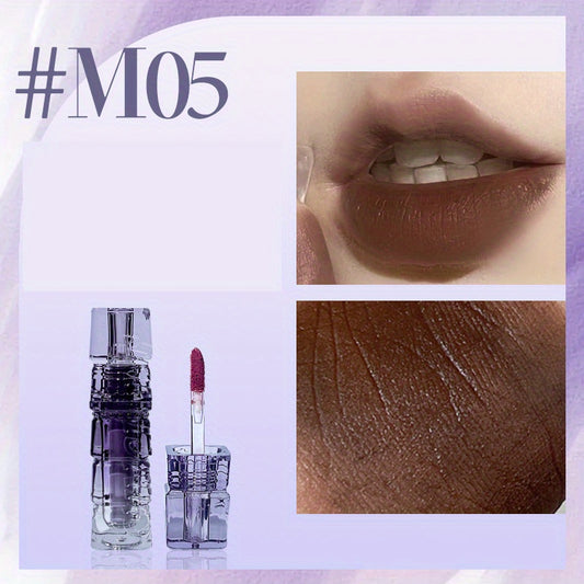 Matte Lip Glaze & Brown Lip Contouring Gloss, Plumping Effect, Transparent Tube