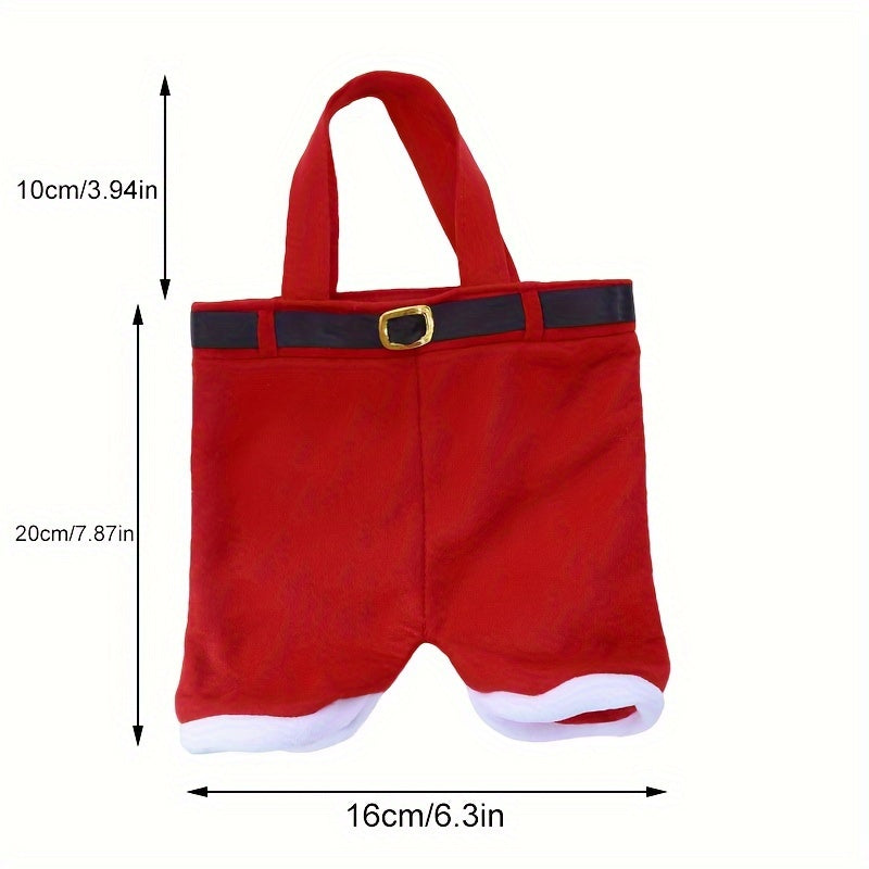4pcs Christmas Candy Bags Santa Pants Wine Bag Portable Candy Gift Wrap