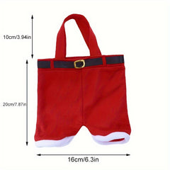 4pcs Christmas Candy Bags Santa Pants Wine Bag Portable Candy Gift Wrap