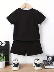 Boys Dinosaur Graphic Casual Outfit Round Neck T shirt & Shorts