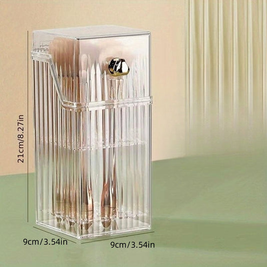 Clear Makeup Brush Storage Box Organizer Dust-proof with Lid
