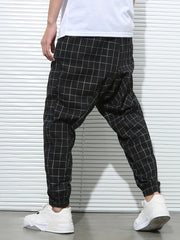 Men's Plaid Drawstring Sweatpants Casual Hip Pop Jogger Pants