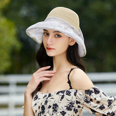 Wide Brim Straw Sun Hat Bowknot Lightweight Breathable Bucket Hat