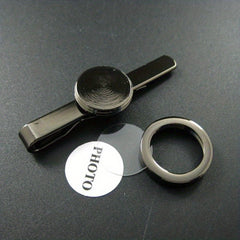 2pcs Copper Plated Gun Round Glass DIY Can Hold Photos Photo Tie Clip For Men