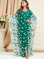 Abaya Dress Women's Plus Ditsy Floral Print Bat Sleeve