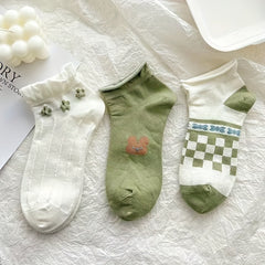 9 Pairs Cartoon Bear Print Socks & Low Cut Ankle Socks Women's Stockings