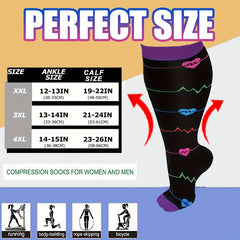 3pairs Plus Size Compression Socks 15-20 mmHg Wide Calf Knee High for Women Men
