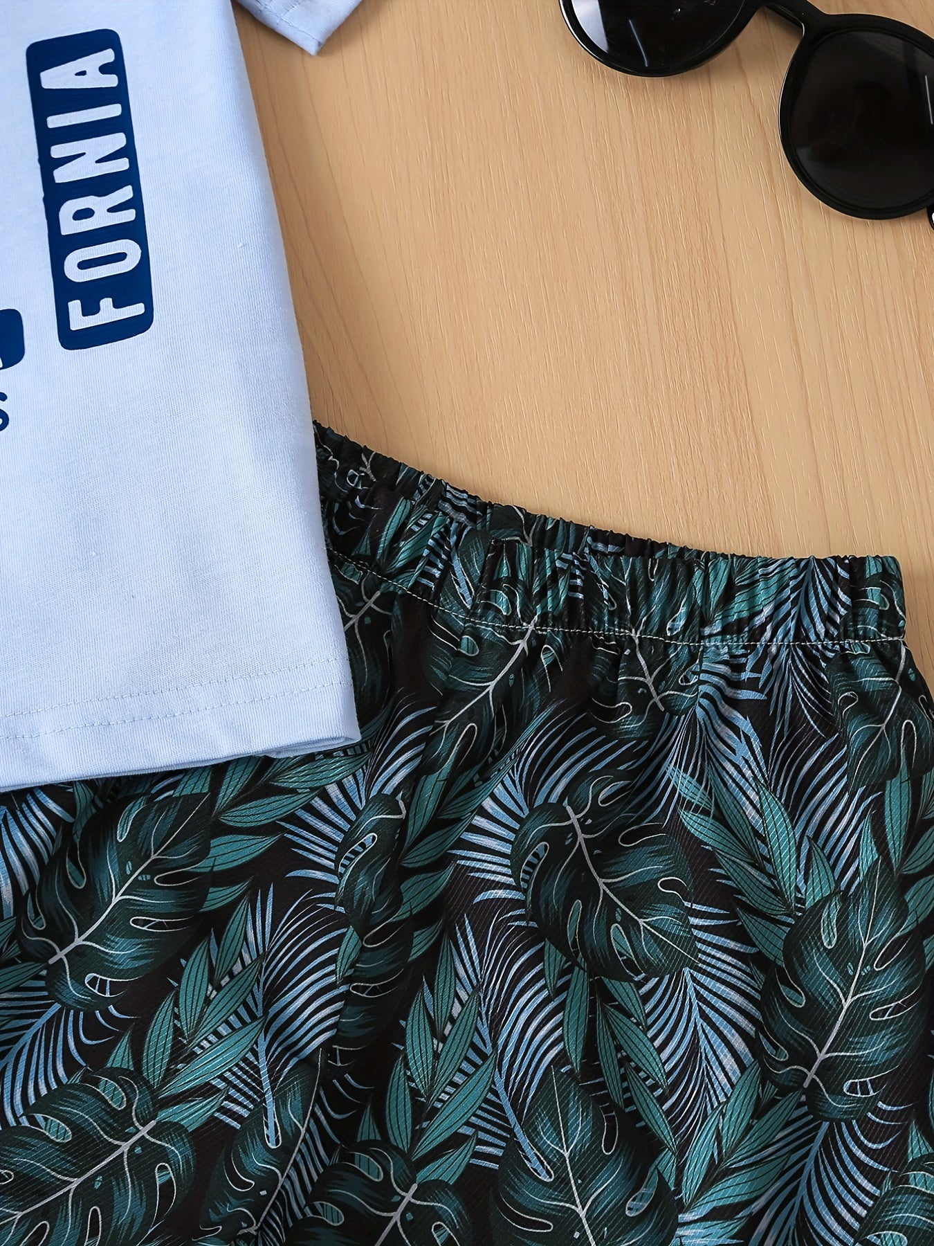 Boys Long Beach CA Casual Outfit T-shirt & Shorts Vacation Beach Kids Summer Set