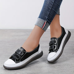 Women's Hook & Loop Sneakers Casual Flat Shoes Comfy Walking Shoes