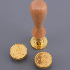 Christmas Wax Seal Stamp Set 6pcs Sealing Wax Stamp Heads & 1pc Wooden Handle