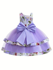 Girls Floral Princess One Shoulder Party Tutu Dress Tulle Wedding Flower Girl
