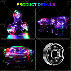 LED Light Up Fidget Spinner Transparent Stress Relief Hand Toy for Kids & Adults