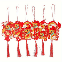 6pcs Year Dragon Pendant Car Hanging Ornament Fortune Wealth Health