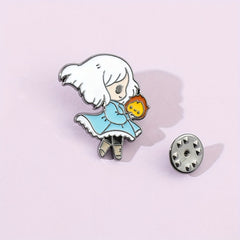 1pc 2pcs Girl Flame Enamel Brooch for Wallet Clothing