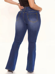 High Rise Flared Jeans Plus Size Women's Bootcut Casual Jeans