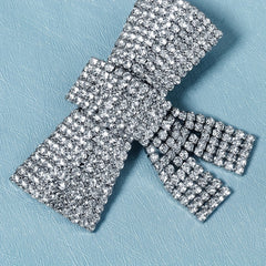 Rhinestone Bow Hair Clip Metal Headgear Back Head Clip