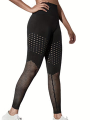 High Waist Mesh Hollow Sports Leggings Tummy Control Quick Drying