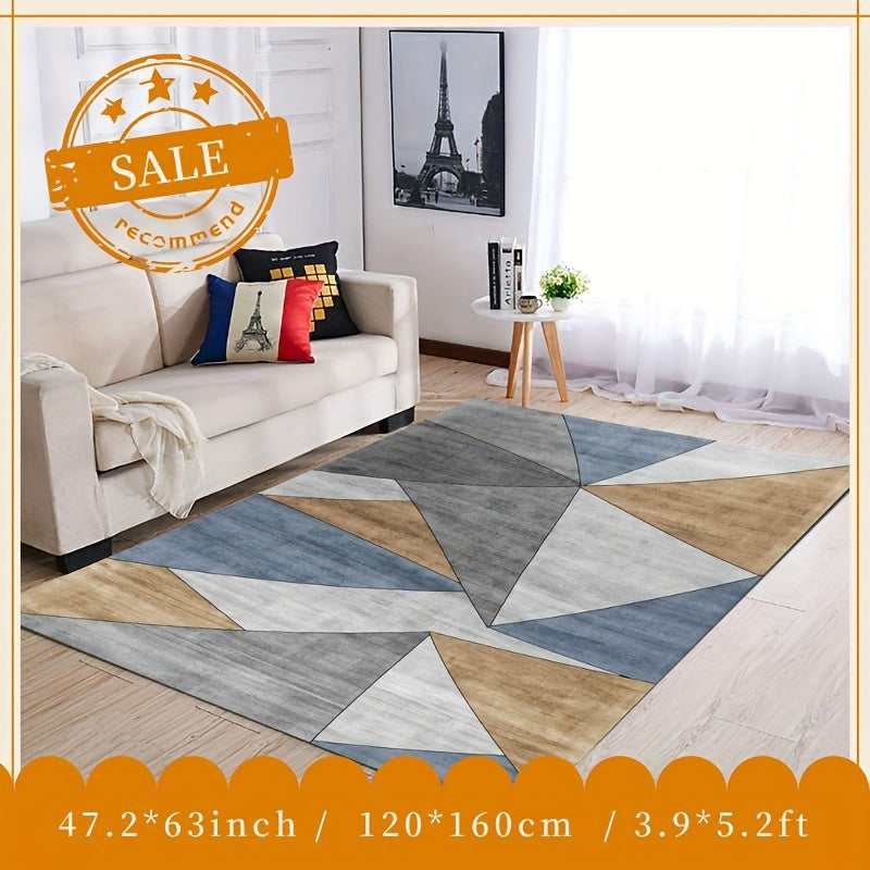 Yellow Geometric Pattern Area Rug Modern Style Home Decor