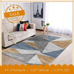 Yellow Geometric Pattern Area Rug Modern Style Home Decor