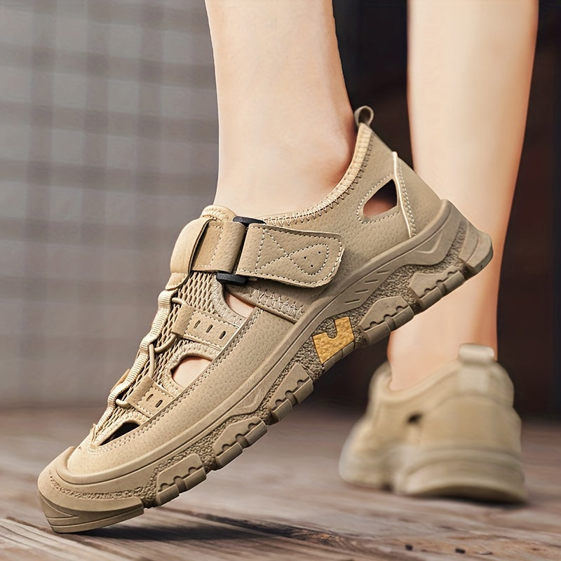 Men's Hook Loop Fastener Sandals Durable Non Slip Outdoor Hiking Beach Shoes