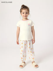 Girls Bee Graphic Print Baggy Elastic Cuff Pants Kids Summer Breathable Pants