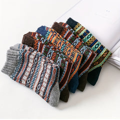 5 Pairs Men's Winter Wool Crew Socks for Snow Boots