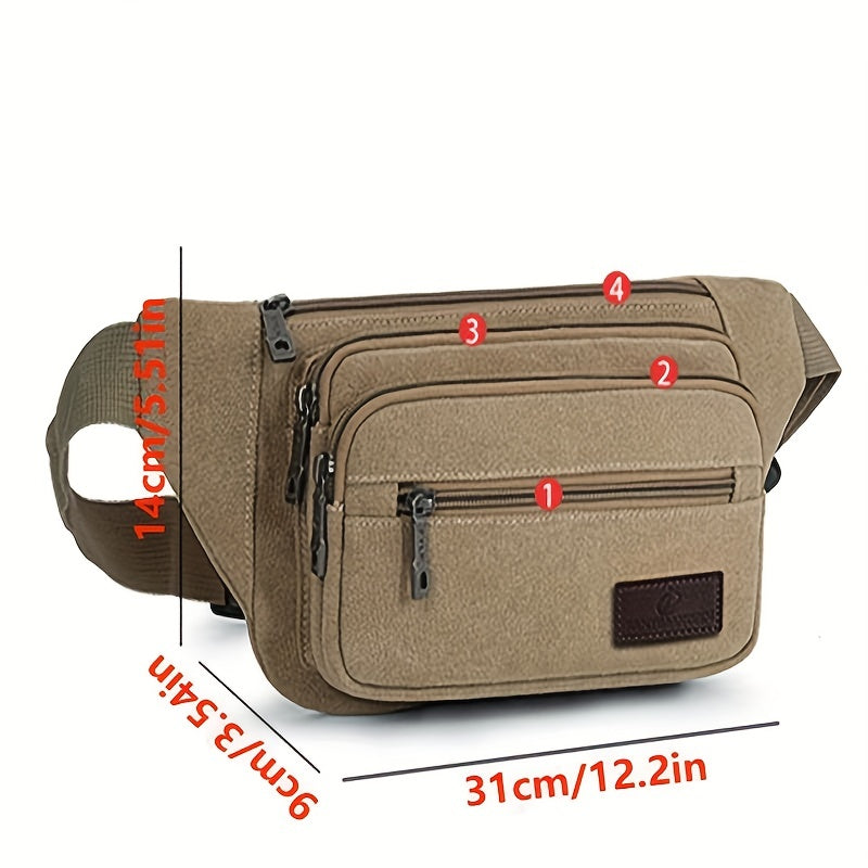 Men's Canvas Waist Bag Outdoor Mobile Chest Running Sports Waist Bag