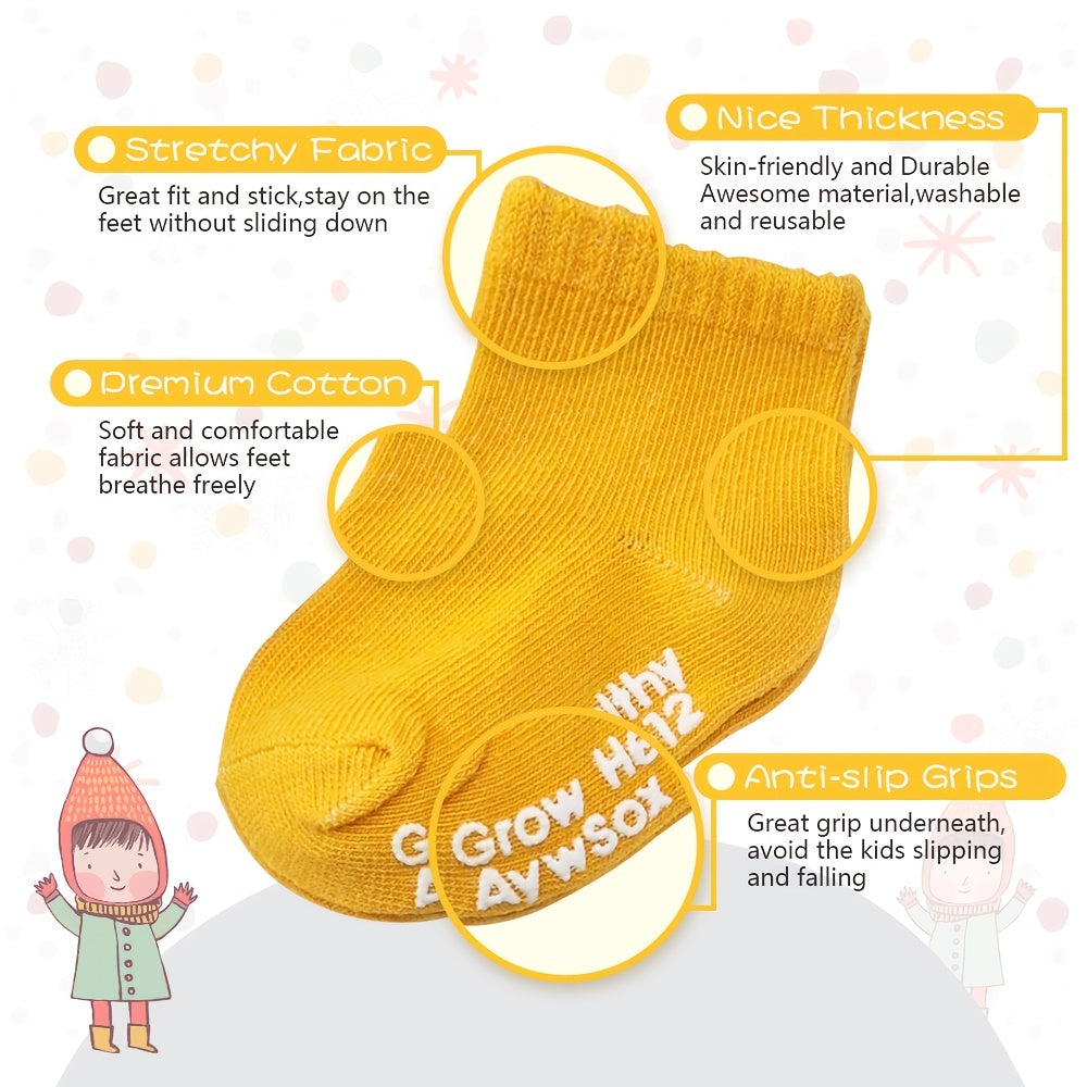16 Pairs Baby Girls Knit Non Slip Cotton Crew Socks for Summer and Spring