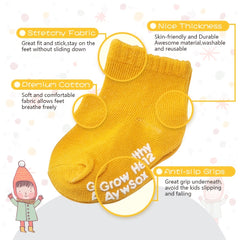 16 Pairs Baby Girls Knit Non Slip Cotton Crew Socks for Summer and Spring