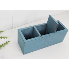 Wooden 3-Grid Desktop Storage Box Office Home Fork Spoon Chopsticks Holder
