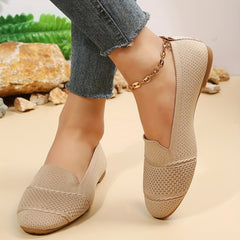 Women's Knitted Ballet Flats Soft Sole Slip On Shoes Almond Toe