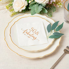 50 & Fabulous Napkins for Women's 50th Birthday Party - 20pcs 2 Ply