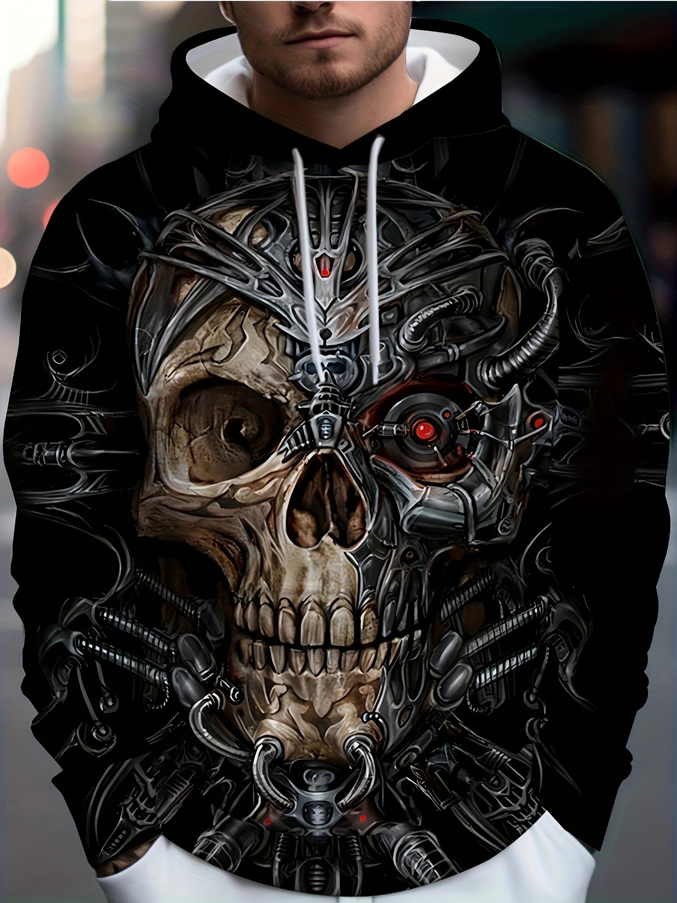 Skull 3D Print Hoodies For Men Graphic Hoodie Comfy Loose Pullover