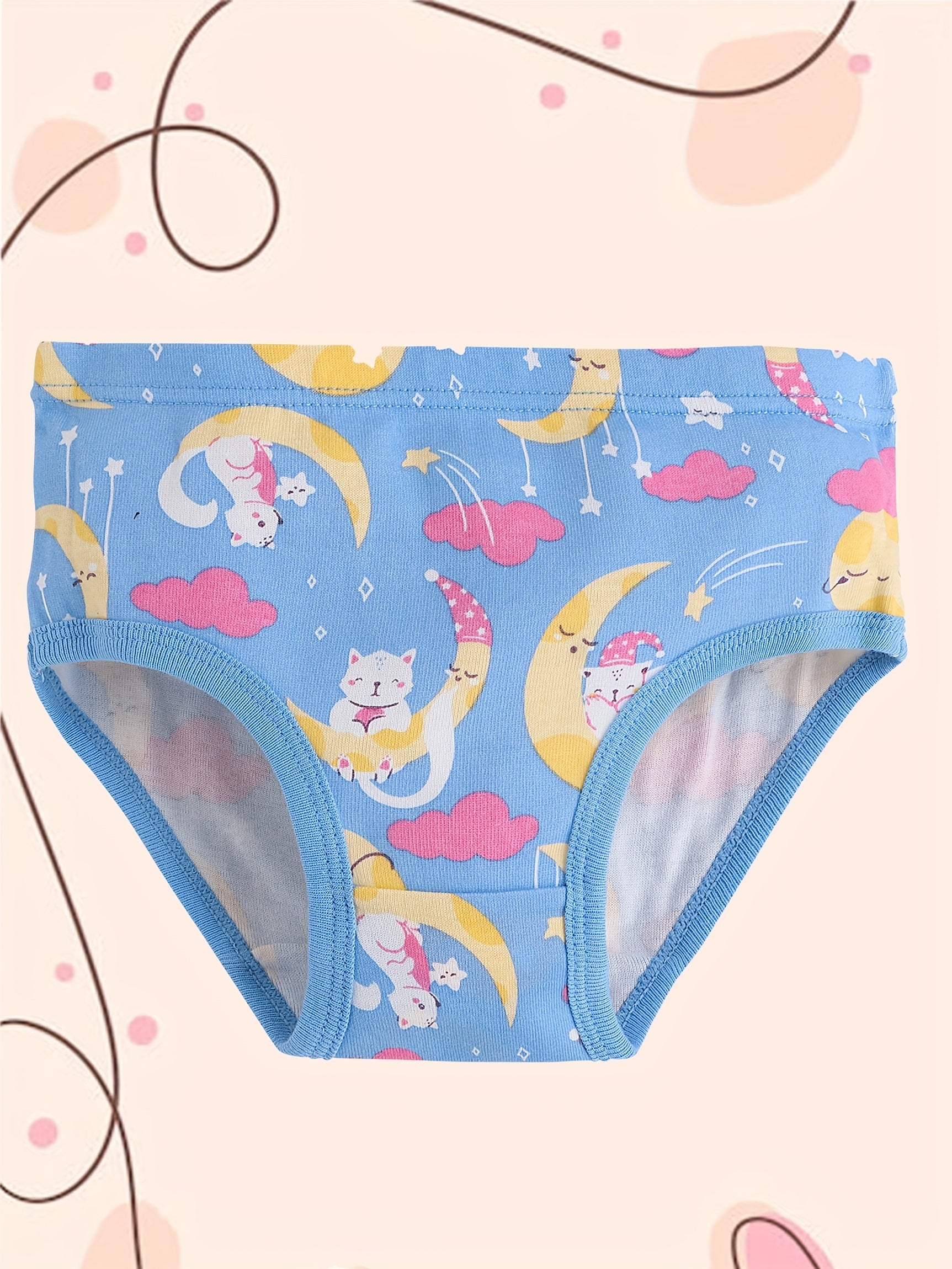 6pcs Girl's Triangle Panties Multiple Colors Elastic Waist Shorts 100 Cotton