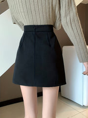 Preppy High Waist Pleated Zip Skirt for Women
