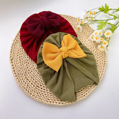 Baby Girls Twill Bubble Bow Turban Soft Hair Wrap Head Accessory