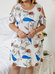 Y2K Nightdress Women's Plus Butterfly & Abstract Face Print