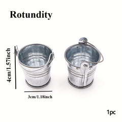Miniature Iron Buckets & Basins Set for Dollhouse, Succulent Planters & Props