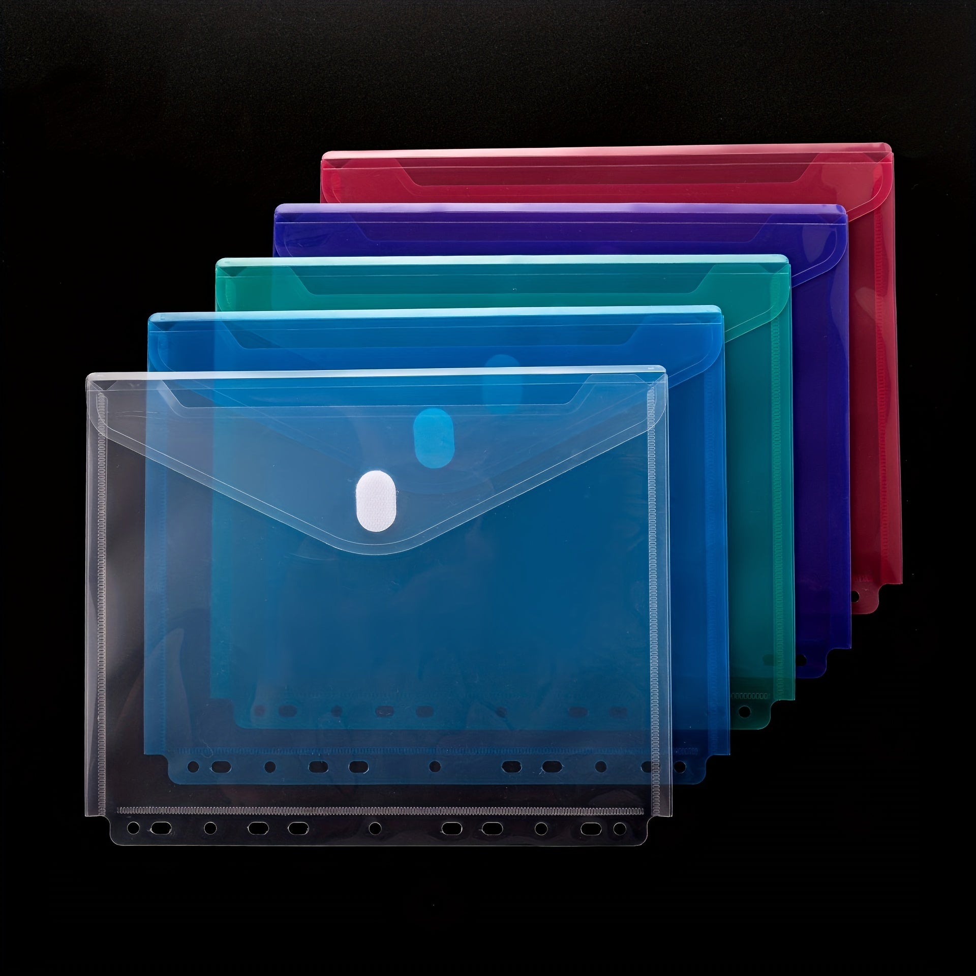 5pcs Clear Poly Binder Envelopes with 11 Holes for School and Office