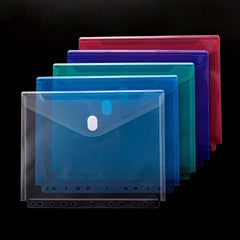 5pcs Clear Poly Binder Envelopes with 11 Holes for School and Office