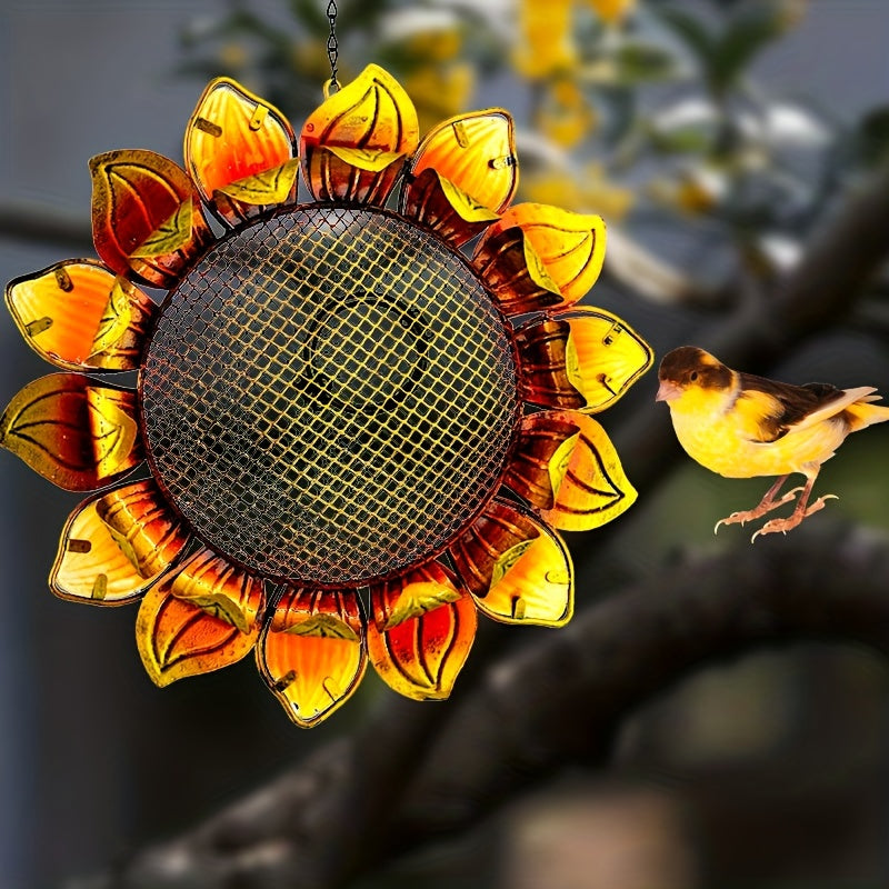 Metal Sunflower Bird Feeder Outdoor Decoration Hanging Garden Decor